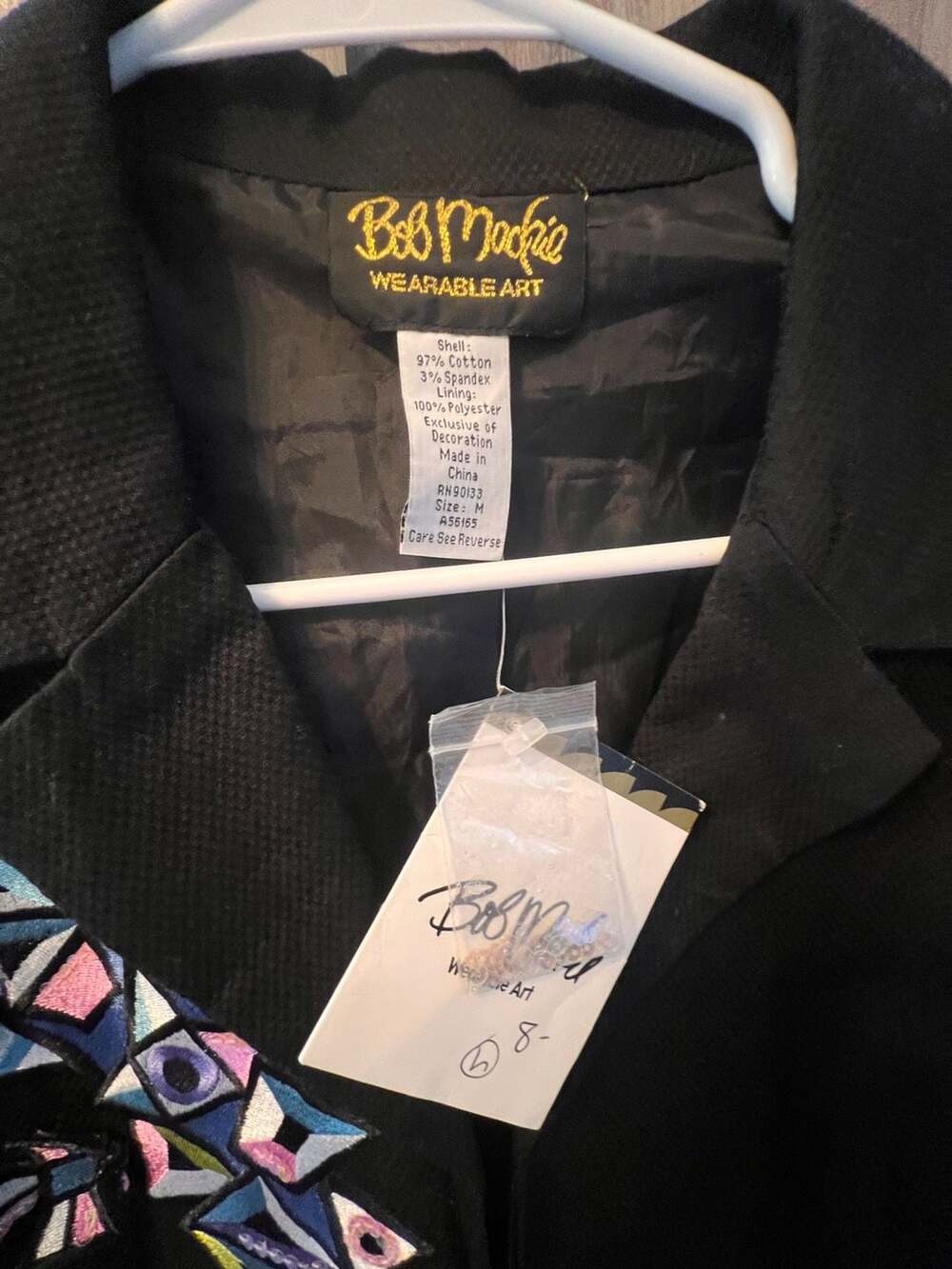 Bob Mackie Wearable Art Zip Jacket Womens 1X Black A56165 Embroidered SR73 - Picture 4 of 4